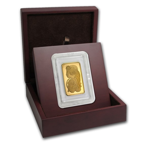 APMEX Wood Gift Box - 5 oz PAMP Suisse Gold Bar (w/Assay) APMEX Wood Gift Box - 5 oz PAMP Suisse Gold Bar (w/Assay)